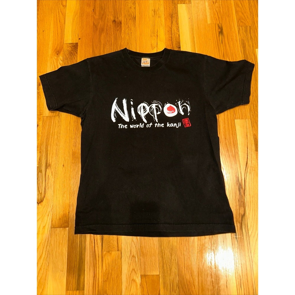 Vintage Wakonbou Nippon The World‎ Of The Kanji Black T Shirt Unisex Japan Large
